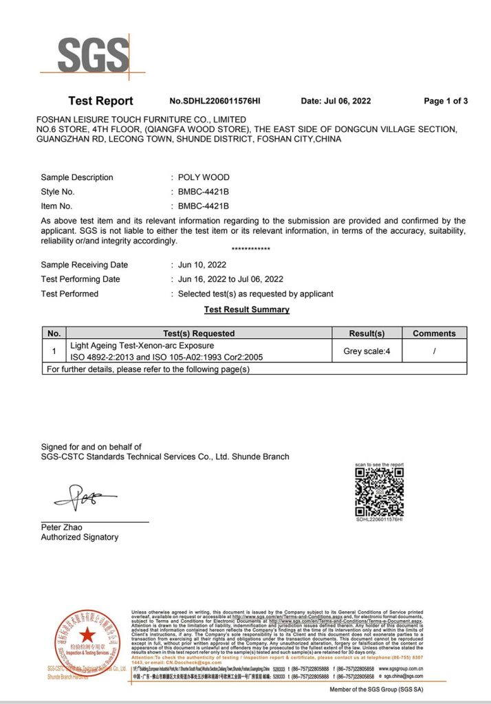 SGS Plastic wood